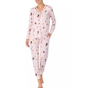 Kate Spade new york L Jersey Henley Christmas Pajama Set Pants Top NEW NWT